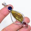 Ocean Jasper, Blue Topaz Handmade 925 Sterling Silver Jewelry Pendant 3.03" S9v94