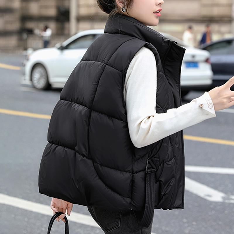 Осенне-зимние куртки без рукавов для женщин, верхняя одежда больших размеров, модное свободное толстое теплое пальто с воротником-стойкой, женский жилет