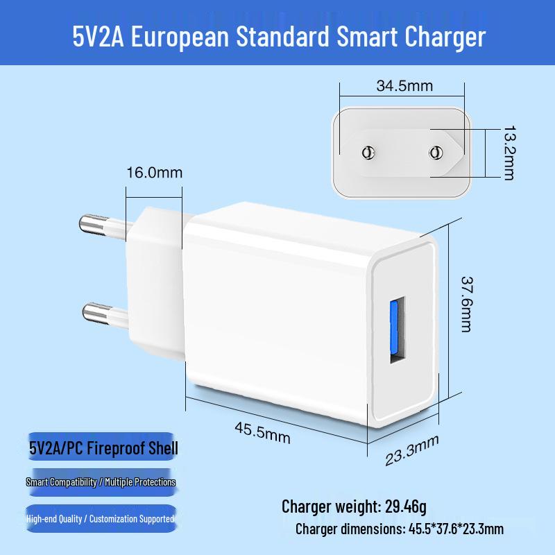 Быстрое USB-зарядное устройство 5V2A 10W для мобильных телефонов и мелкой бытовой техники