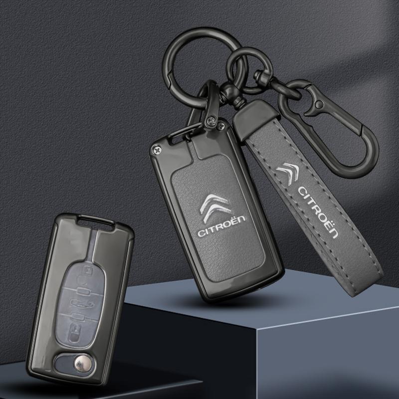 DBGO4 Zinc Alloy Leather Car Flip Remote Key Case Cover Protector Shell Fob Auto Accessories For Citroen C1 C2 C3 C4 C5 XSARA PICA