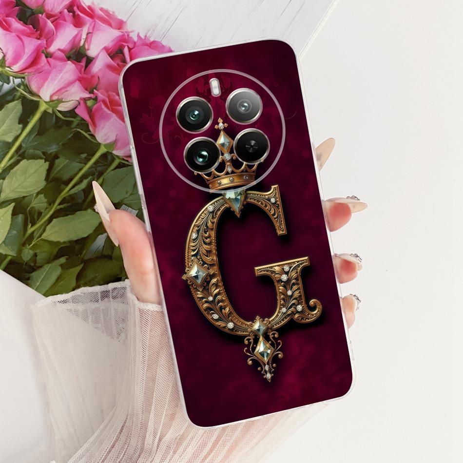 Для Realme 12+ 12X 12 5G Чехол для телефона с королевской короной и инициалами для пары Для Realme12 5G 12Plus 12X Мягкий силиконовый TPU Чехол-бампер