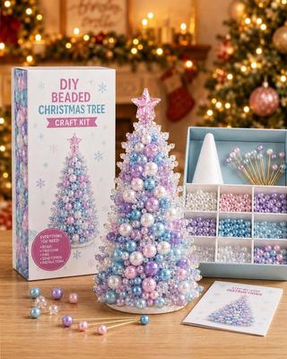 Fantasy Beaded Christmas Tree Handmade Set Purple