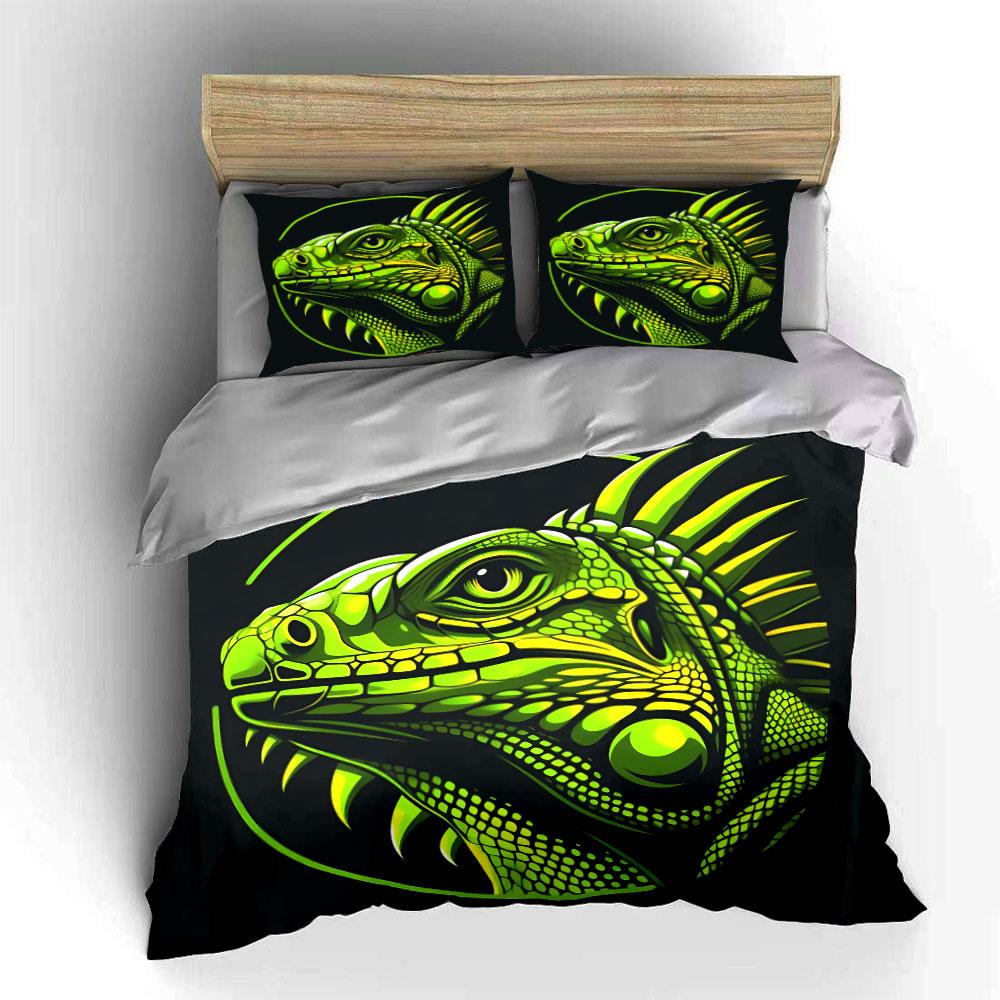 "Lizard Art Decor Set - Home" Bedding Set with 1 Duvet Cover 2 Pillowcases Single Double King Queen, Gift