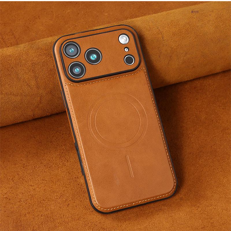 Магнитный Чехол-Книжка с Полным Покрытием из Кожи для Apple iPhone 12-17 Pro Max, Ударопрочный, Мужской и Женский