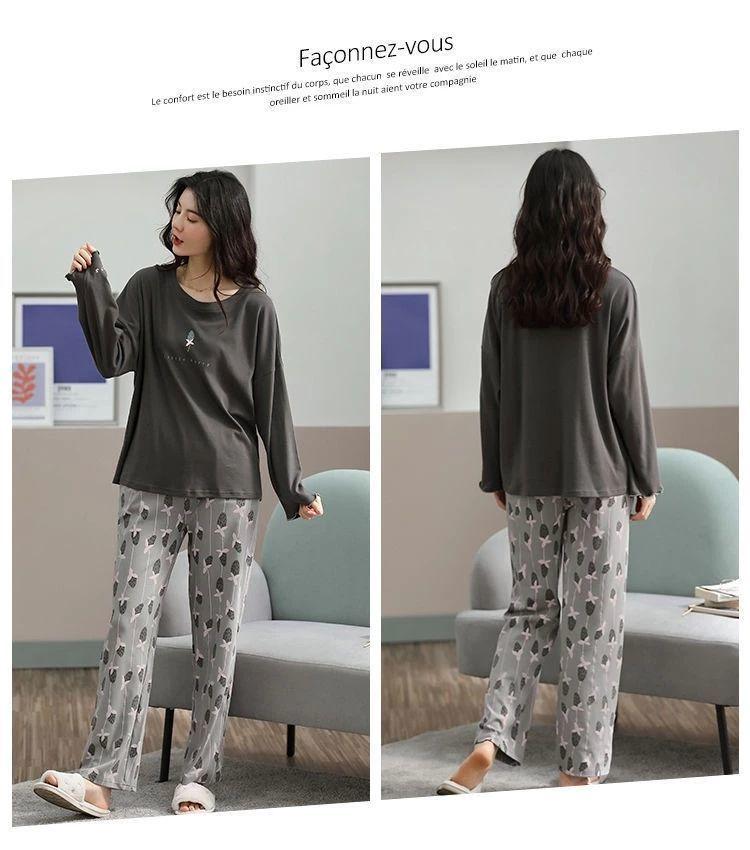 Women's Cartoon Long Sleeve Pajamas - Cute & Comfy Korean Style for Spring & Autumn - Plus Size Available