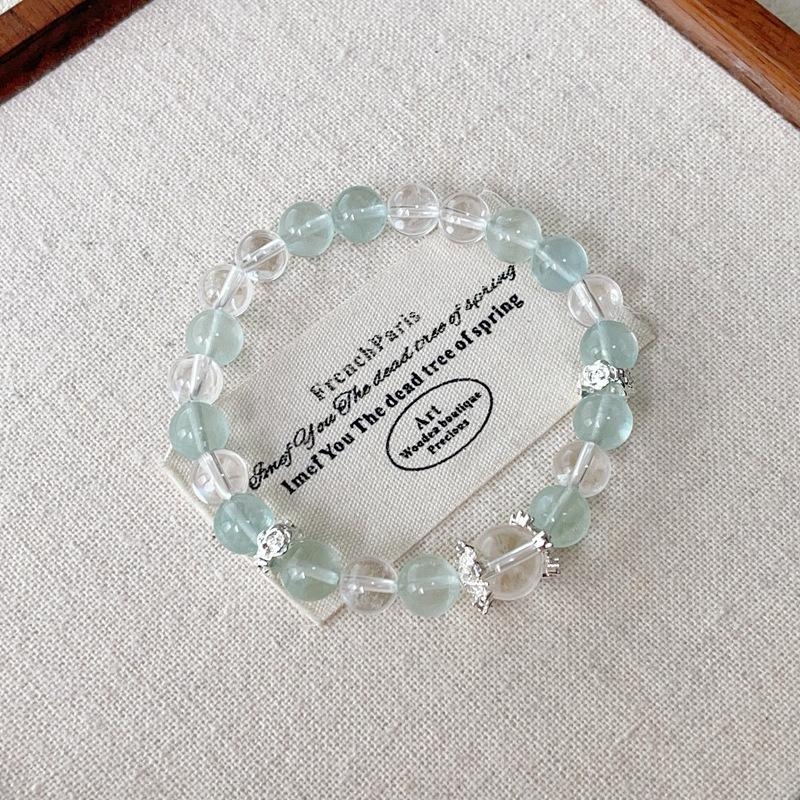 New Chinese style white, natural green fluorite, bracelet fashion temperament versatile high value bracelet women