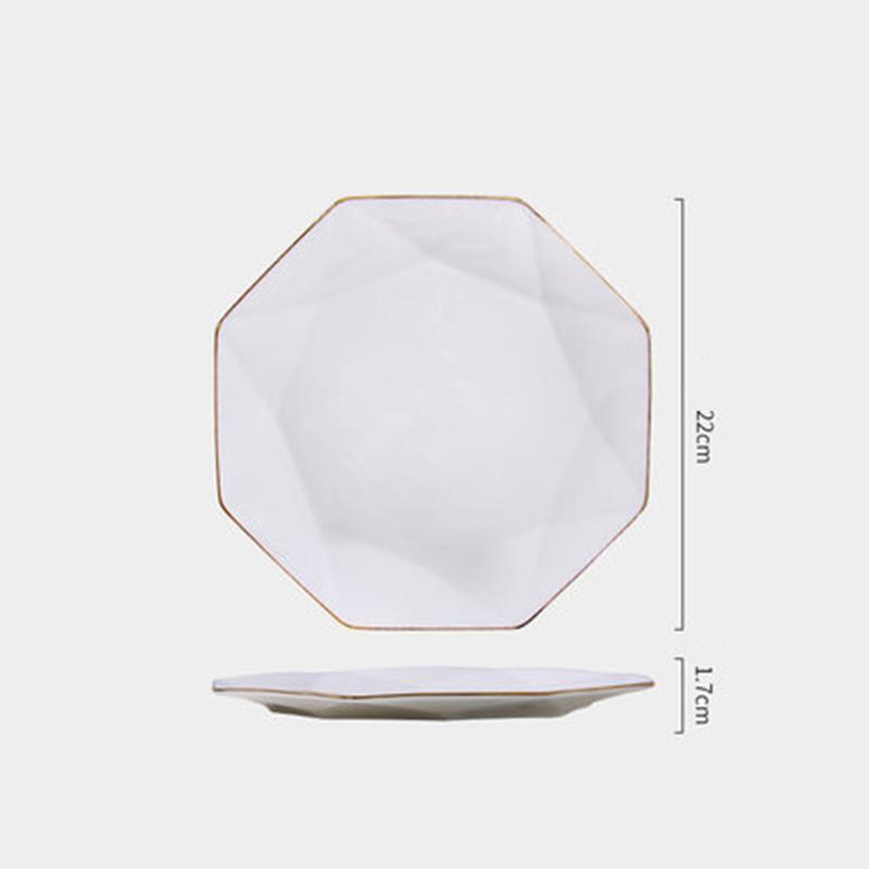 Пномпень Креативная восьмиугольная плоская тарелка для стейка Легкая роскошная фарфоровая посуда Западная обеденная тарелка Бытовая обеденная тарелка
