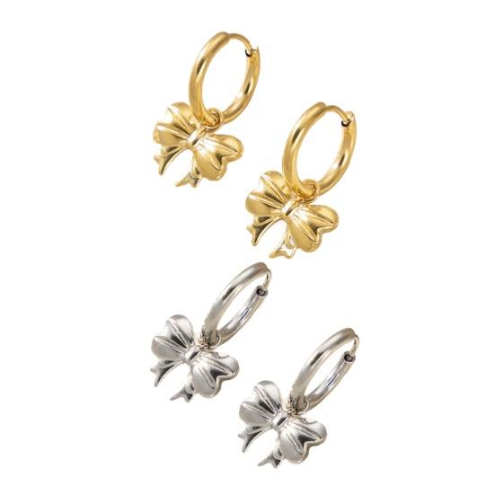 1 пара сережек-обнимашек с бантом из титановой стали, подарочные серьги-кольца для выпускного, свидания, свадьбы