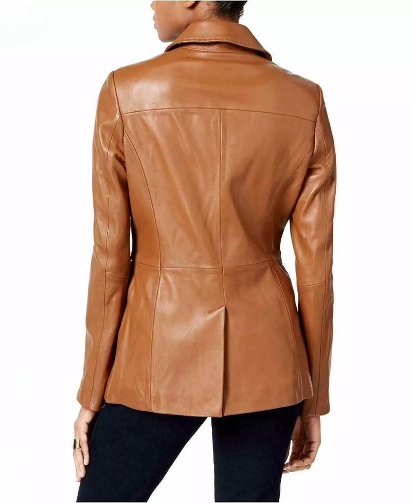 Designer Handmade Brown Leather Stylish Blazer New Formal Party Women Lambskin
