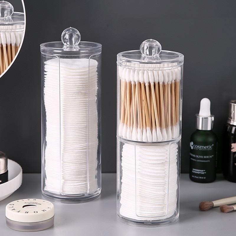 Transparent Cotton Swab Storage Box Makeup Organizer Acrylic Storage Box Cotton Swab Cosmetic Box Bathroom Bedroom Storage