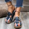2024 New Summer Women's Slippers Fashion Graffiti Flower Sandals Thick Sole Casual Shoes Buckle Flat Sandals Women Slippers