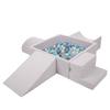Foam Playground for Kids with Square Ballpit (300 Balls Balls 7cm/2.75in), Lightgrey:pearl/grey/transp/bblue/mint