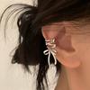 1 Pair Women Ear Clip Bow Hollow Out Smooth Polished Alloy Anti-slip Non-pierced Rhinestone Decor Bland Style Lady Ear Jewelry Ear Cuff