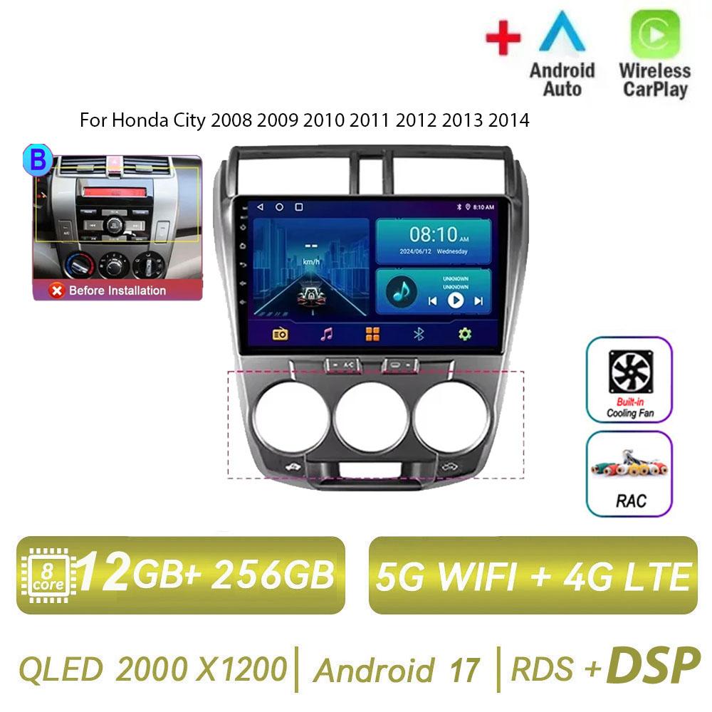 Autoradio pour Honda City 2008 2009 2010 2011 2012 2013 2014 Android 17 Carplay Lecteur Multimédia Auto Stéréo 2din Unité Principale WIFI