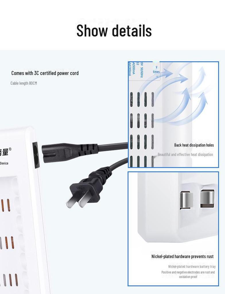 Улучшенное интеллектуальное зарядное устройство 5-го поколения с 12 слотами для NiMH/NiCd AA/AAA KTV-аккумуляторов 7-го поколения