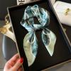 Light Luxury Small Square Scarf Simulation Silk Printing Silk Scarf Scarf Korean Version Line Flower Scarf Professional Scarf