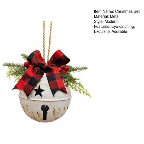 Рождественский колокольчик, деревенский рождественский колокольчик с сосновыми иглами, красными ягодами и клетчатым бантом для праздничной двери