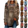 Women's Casual  Plus SizeLong Sleeved Round Neck Retro Printing T-shirt Top Pullover