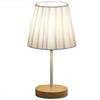 Modern Table Lamp 5V USB Powered Nightstand Lamp Eye-Care Soft Warm Light Bedside Lamp Wood Base Fabric Lampshade Desk Light