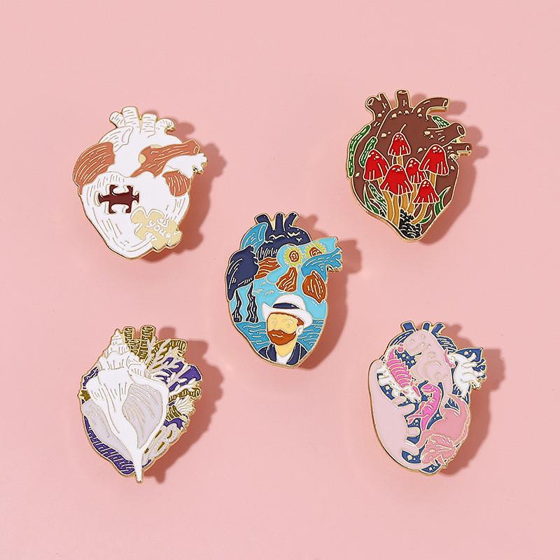 Unique Creative Heart Series Organ Love Heart Brooch Fashion Accessory For Clothing And Bags