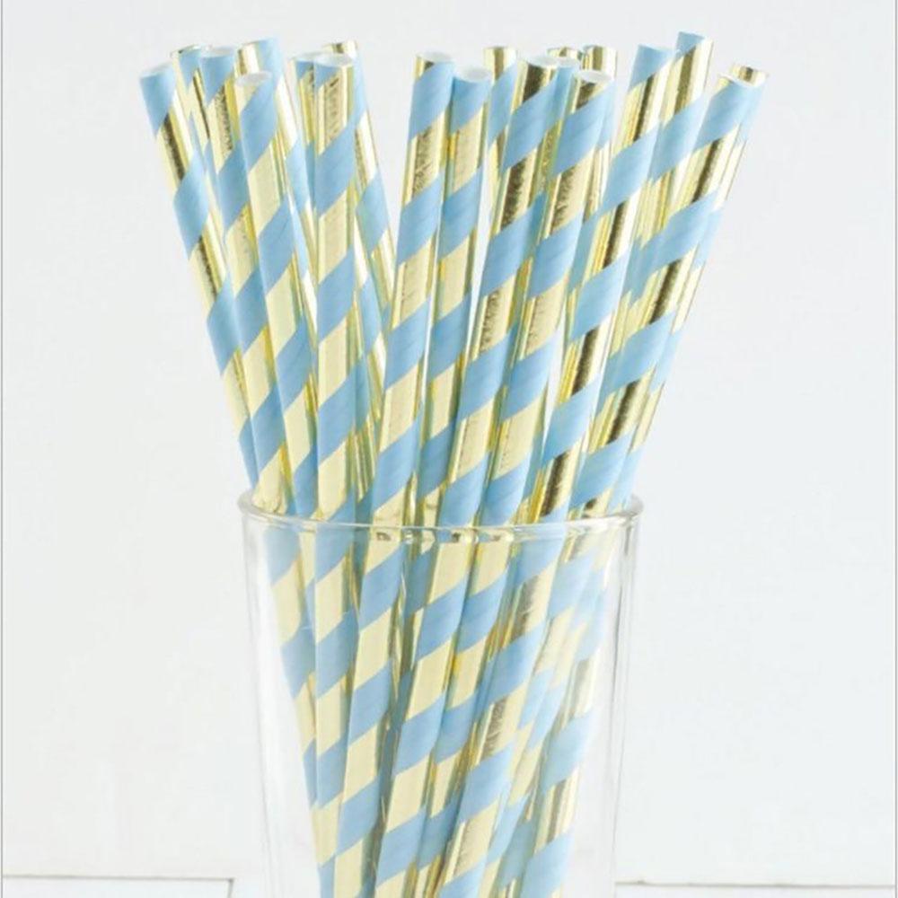 25 шт./упак. бронзовые соломинки в диагональные полосы с одноразовыми золотыми полосками из алюминиевой фольги, бумажные соломинки, посуда для вечеринок, дней рождения, свадебных торжеств