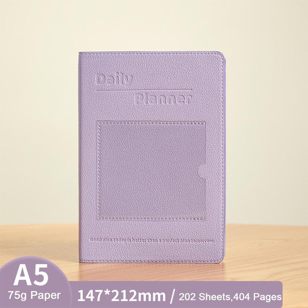 A5 Soft Leather 2025 Business Schedule, Student Daily Planner, 365-day Record Book, Notepad, Memo