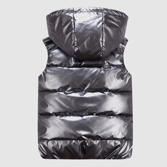 Women Men Winter Bright Color Vest Coat Hooded Sleeveless Pockets Design Zipper Placket Down Padded Windbreaker Lightweight Windbreaker