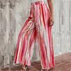 Длинные брюки в полоску с принтом для женщин, летние эластичные широкие брюки с высокой талией, повседневные свободные дышащие легкие длинные брюки для работы и отдыха