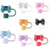 10cm Portable Spotted Bows Straw Tips Covers Good Sealing Dust-Proof Straws Topper Party Supplies Straw Tips Lids