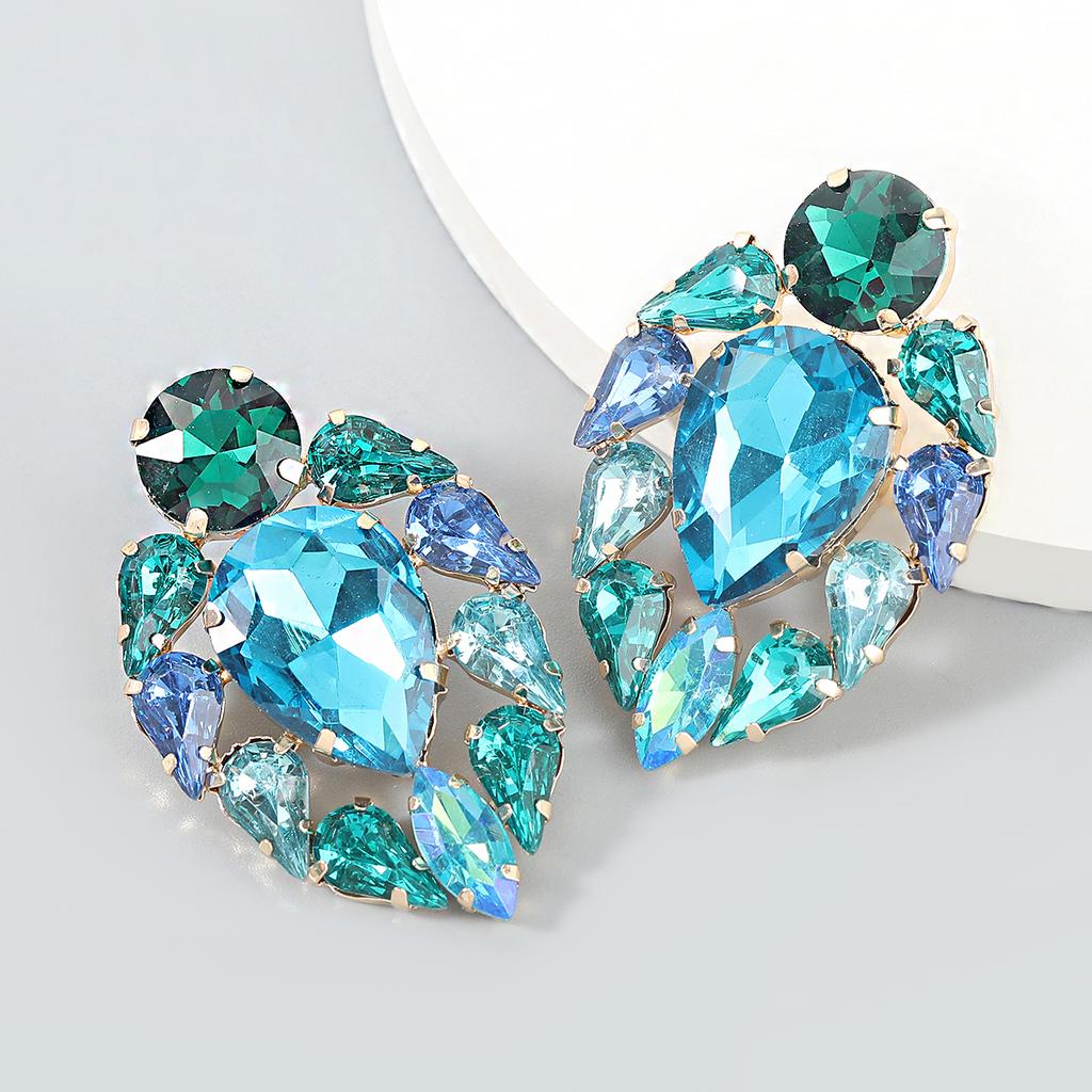 New Big Rhinestone Love Heart-shaped Pendant Women's Earrings Dinner Party Wedding Fashion Jewelry Accessories