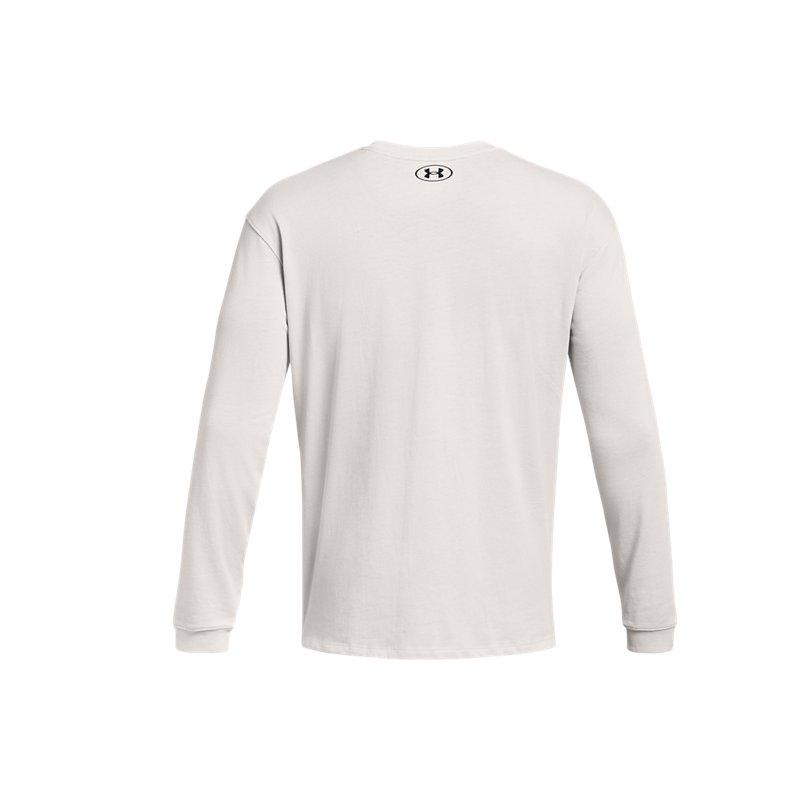 Under Armour Футболка Johnson Series Solid Cuffed Training Loose Fit с круглым вырезом и длинным рукавом, с заниженной линией плеч, мужская, белая 1380125-114