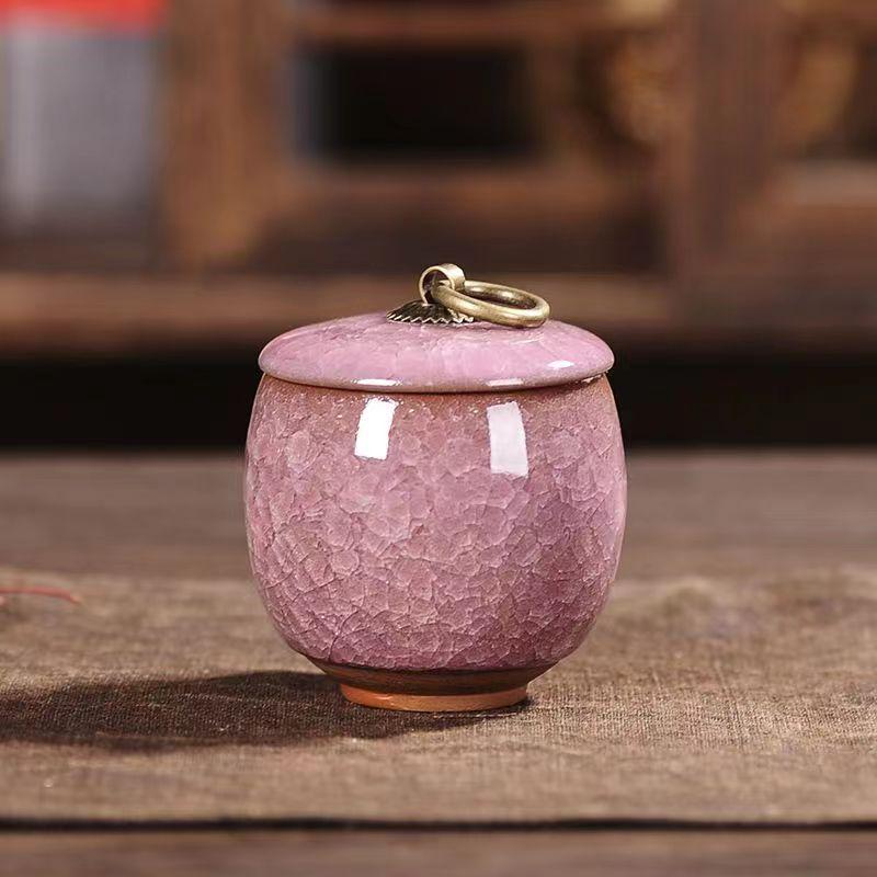 Portable Crackle Glaze White Ceramic Tea Canister
