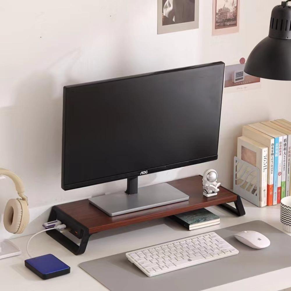 Утолщенная настольная полка для хранения Организация рабочего стола USB-подставка для монитора Подключение Офис