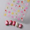 Dopamine Colored Relief Nail Stickers Cartoon Line Flower Pink Sweet Style Cute Nail Sticker Nail Art Diy Decoration