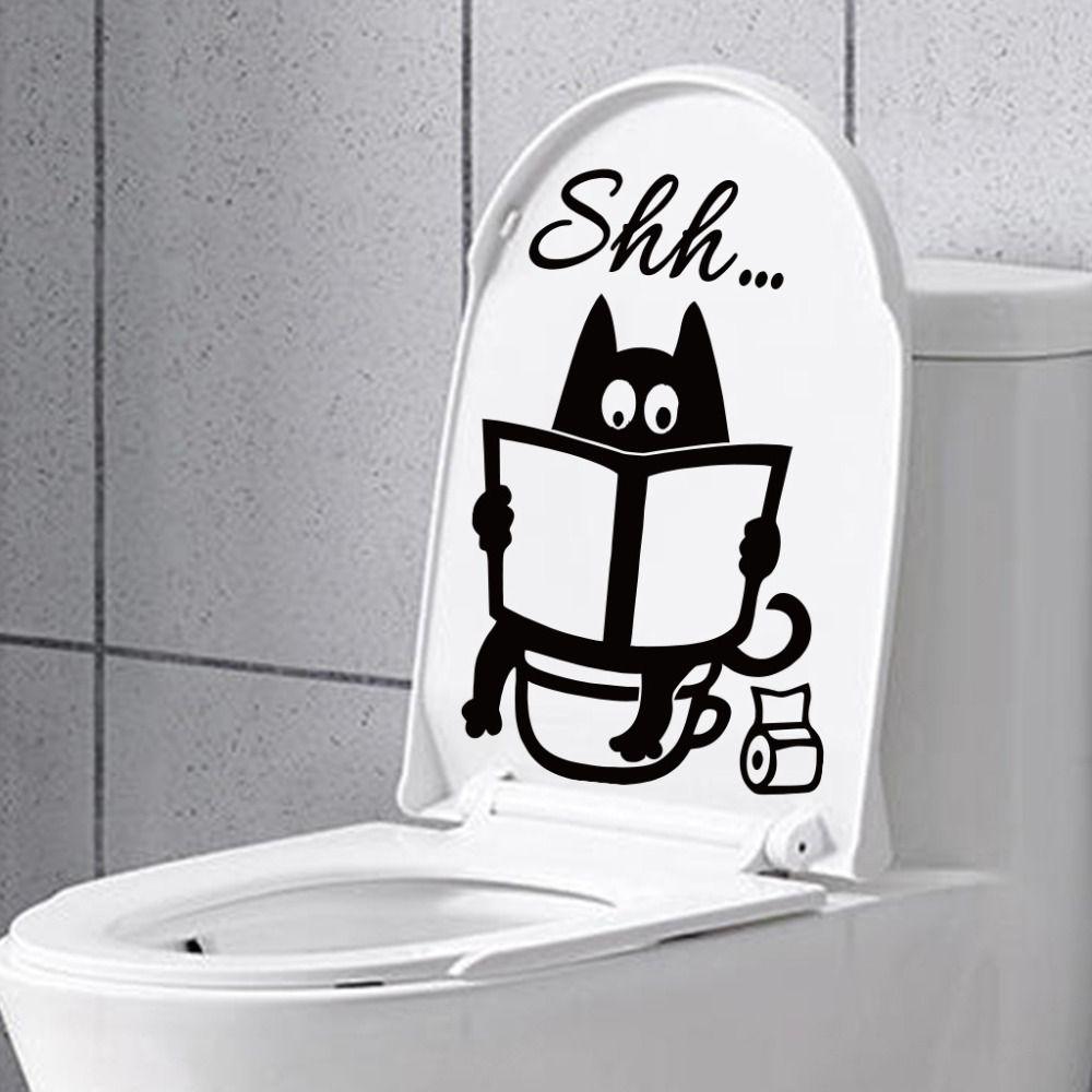 Съемная наклейка на стену унитаза Тсс.... Наклейки на дверь ванной комнаты Декор сиденья унитаза Наклейки для дома