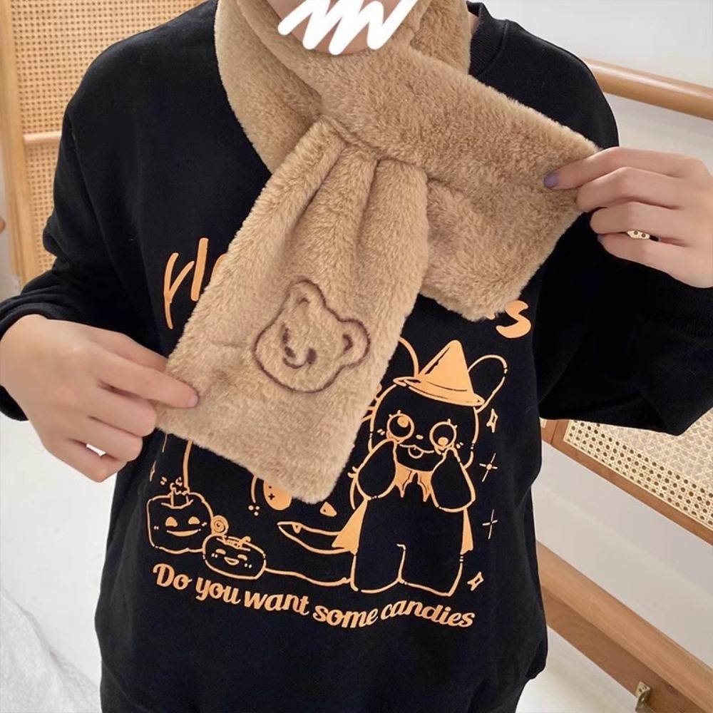 Cartoon Bear Winter Scarf Soft Neck Collar New Plush Scarf Women