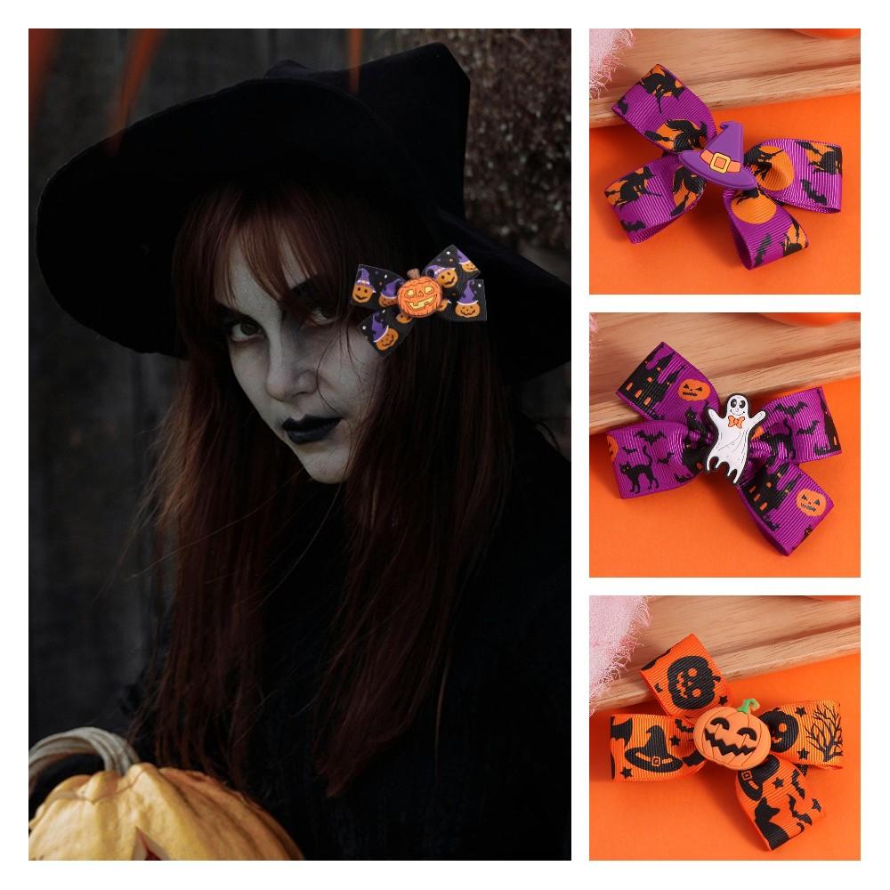 Funny Halloween Bow Hair Clip Eyeball Bat Duckbill Clip Fashion Pumpkin Hairpin  Party