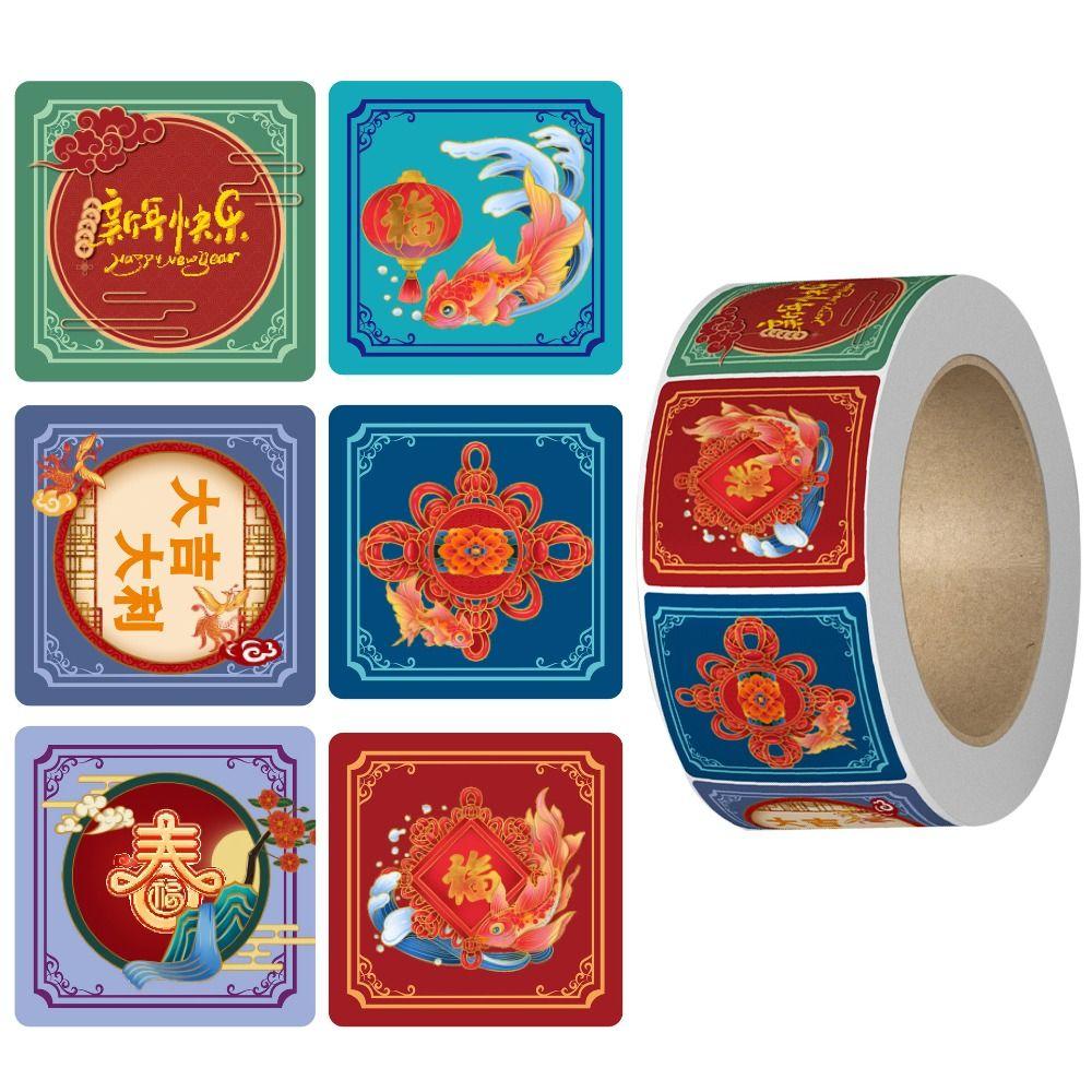 Happy New Year DIY Seal Roll Stickers Best Wishes Sticky Labels Chinese Fu Stickers Sealing