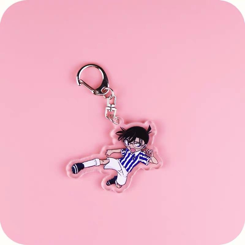 Anime Games Conan Shinichi Cartoon Character Key Rings Acrylic Keychain Metal Decoration Accessory Gift Pendant
