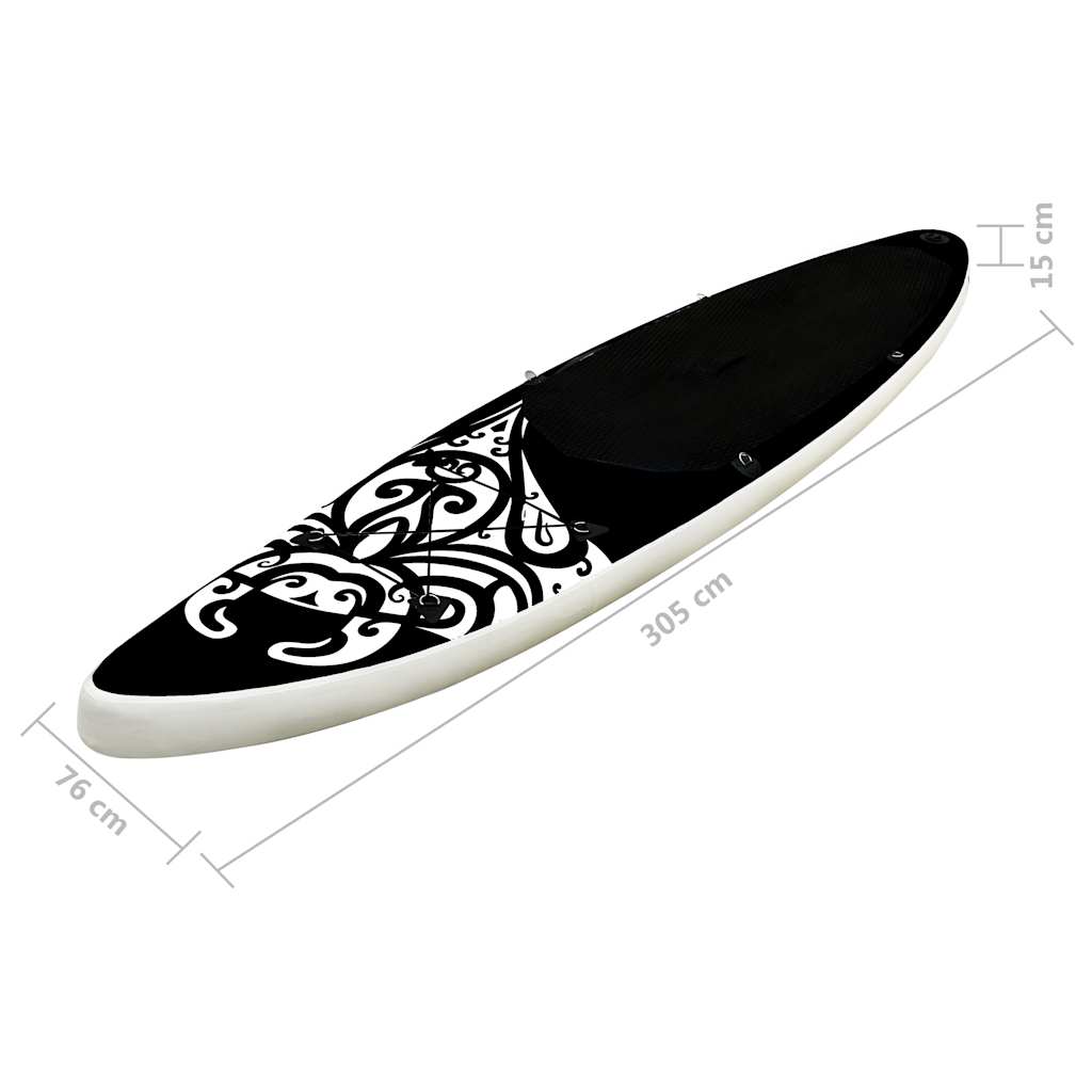Inflatable SUP Board Set 305 x 76 x 15 cm Black