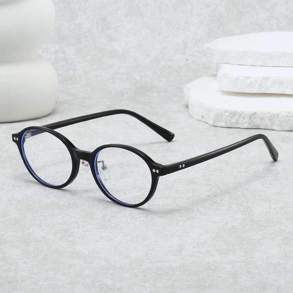 New retro tortoiseshell glasses frame, oval small frame anti-blue light, soft rubber nose pad plain decorative glasses
