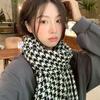 Winter Warm Couples Knitted Plaid Scarf Korean Version of The Tassel Collision Color Thousand Bird Plaid Scarf Female