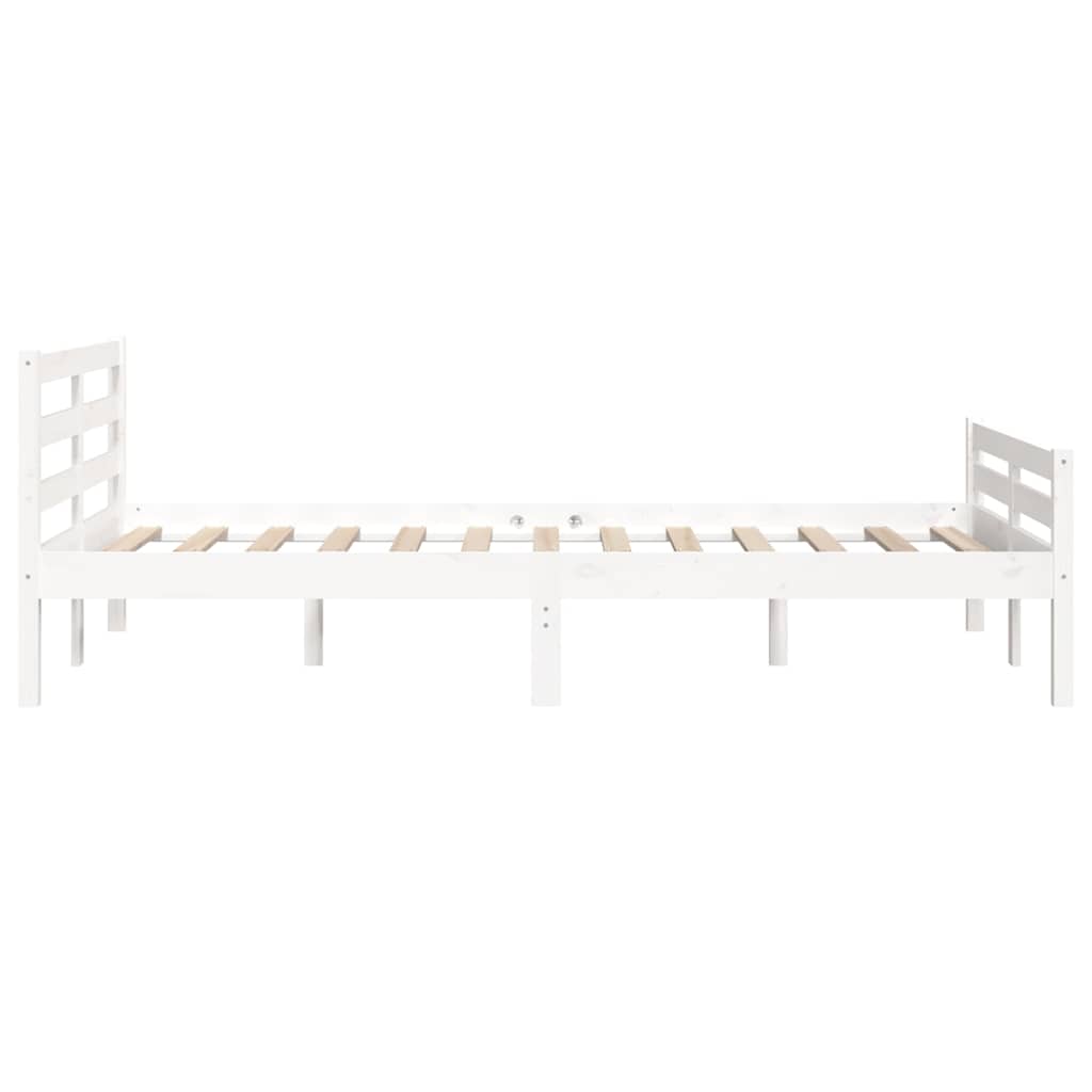 Vidaxl Rama Łóżka, Biała, Lite Drewno, 135X190 Cm, Podwójna