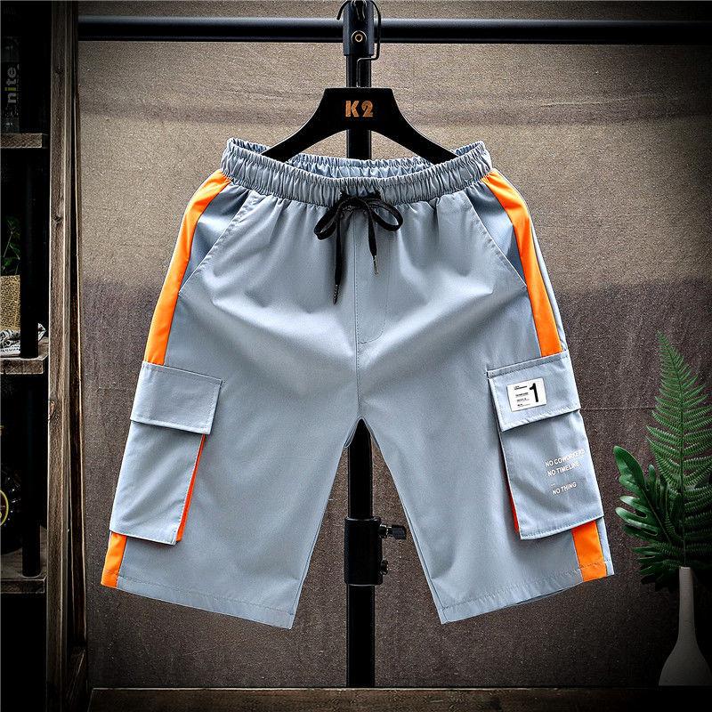 Шорты, мужские летние брюки с пятью точками, универсальные тонкие срезы, свободные прямые молодежные короткие комбинезоны