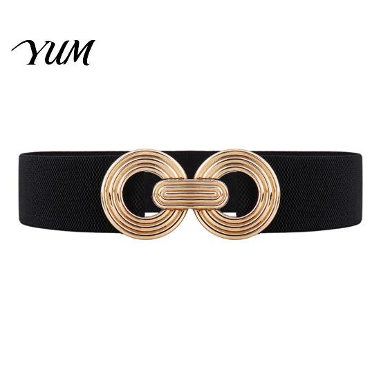 Women Waist Accessories for Date Parties 75cm Women's Elastic Belt, Wide Stretch Fashionable Belt with Stretchy Cinchers Geometric Metal Buckle, Dress