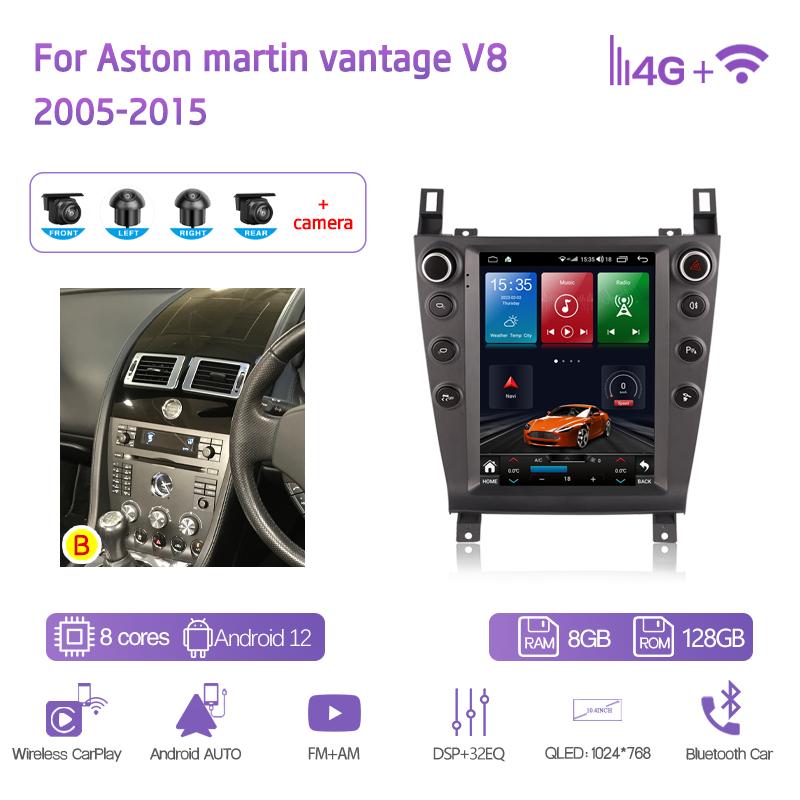 10,4 дюйма Для Aston martin vantage V8 2005-2015 Автомобильный мультимедийный плеер GPS-навигация Android13 8+256 8 ядер CarPlay 4G 360 камера