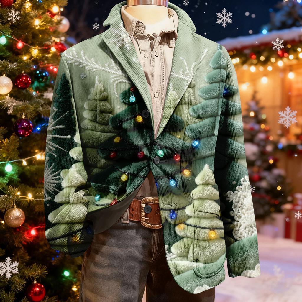 Мужской уродливый рождественский вельветовый теплый карманный пиджак-кардиган, мужской повседневный костюм