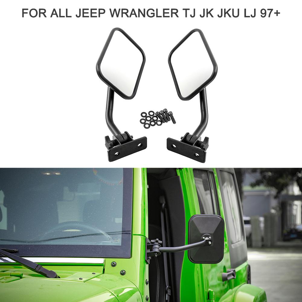 Зеркала бокового вида Зеркало для езды без дверей Прямоугольные зеркала Зеркало для бездорожья 4x4 Быстросъемная замена для Jeep Wrangler