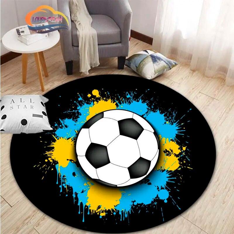 Ковер с изображением футбола, украшение для гостиной, круглая кровать, стул, коврик для дома, входная дверь, дети