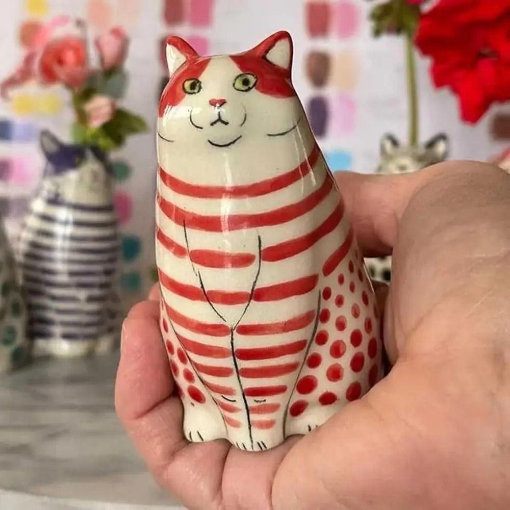 Cute Polka Dot Cat Vase Multicolor Tiny Animal Flower Vase Decorative Bottles Home